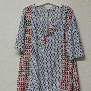 Veekend Suzanne Betros Geometric Twin Print Notch Neck Patterned Tunic - XL